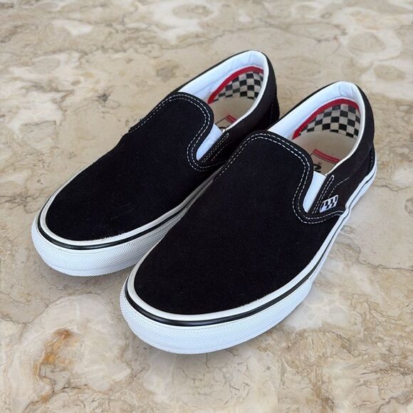 Vans Skate Slip-On Unisex Shoes Black Suede Leather - As New - Picture 2 of 13